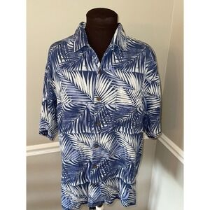 Tommy Bahama Silk Hawaiian Camp Shirt Mens‎ M Blue White
